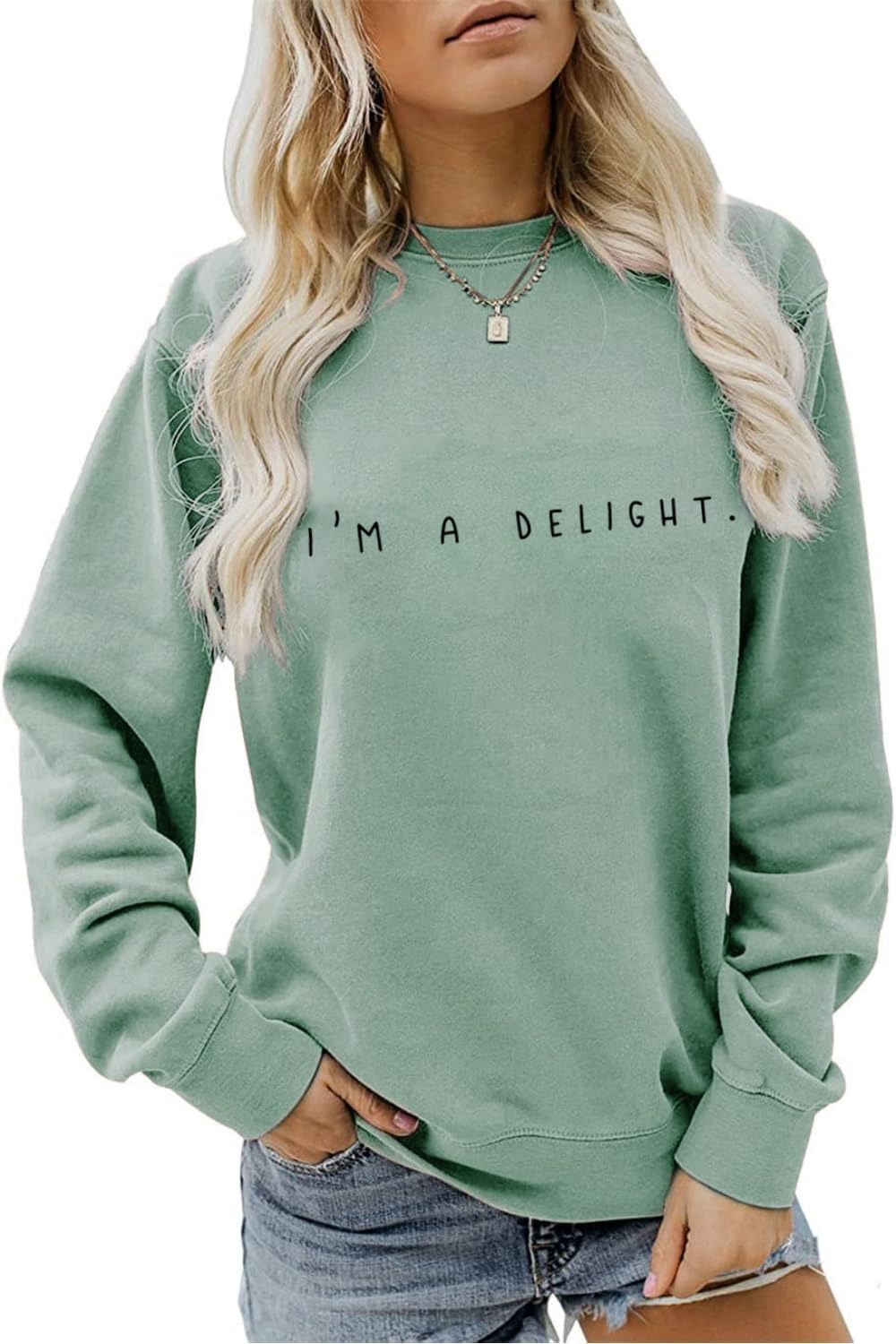 I'M A Delight Sweatshirt Women Funny Saying Letter Print Crewneck Pullover Humor Sarcastic Sayings Long Sleeve Tops - Image 5