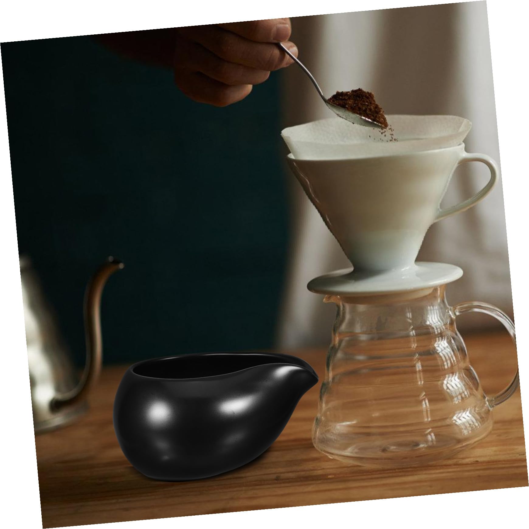 Pots à Lait et Poignée Ergonomique en Céramique Noire Ensemble de 3 Bec Verseur et Barbecues pour Restaurants Occidentaux