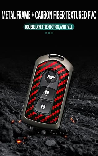 Miniatura 5 de HIBEYO 23 botones para Toyota Camry corolla Vios Reiz Highlander Crown Prado Yaris - Funda para llavero con textura de fibra de carbono de PVC