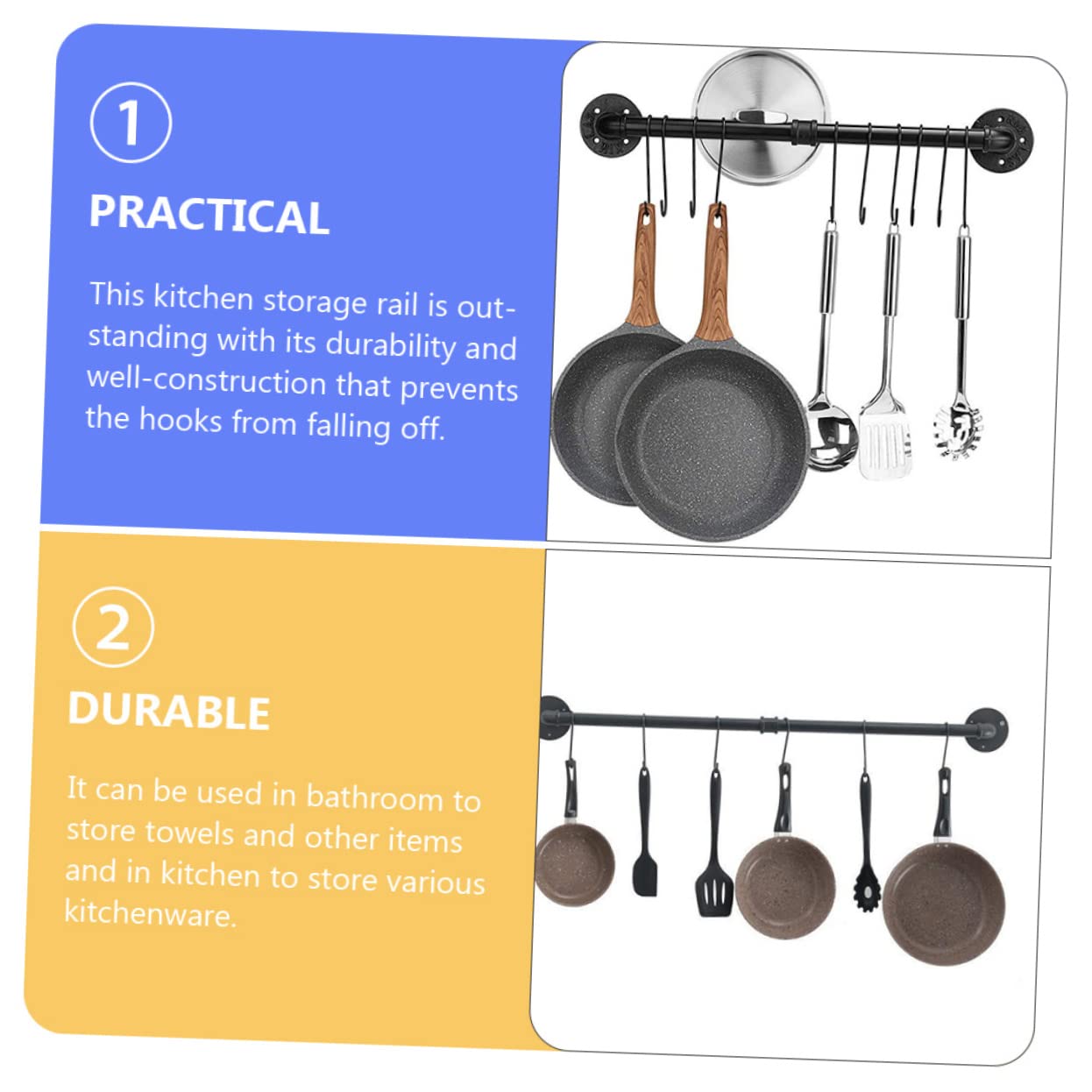 Rejilla Para Tapas De Ollas De Hierro Riel De Pared Para Ollas Organizador De y Sartenes Estante De Almacenamiento Para Cocina Colgar Utensilios Pared
