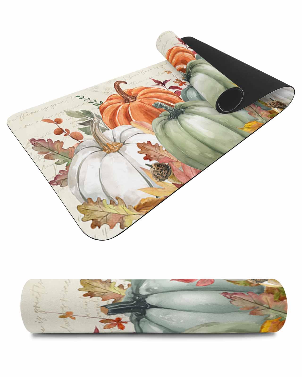 Debedcor Heat Proof Table Pads Waterproof Decorative, Thanksgiving Pumpkin Non-Slip Table Countertop Protector, Autumn Rustic Vintage Eucalyptus Leaves Insulation Mat for Kitchen Room, 40 x 12 Inches