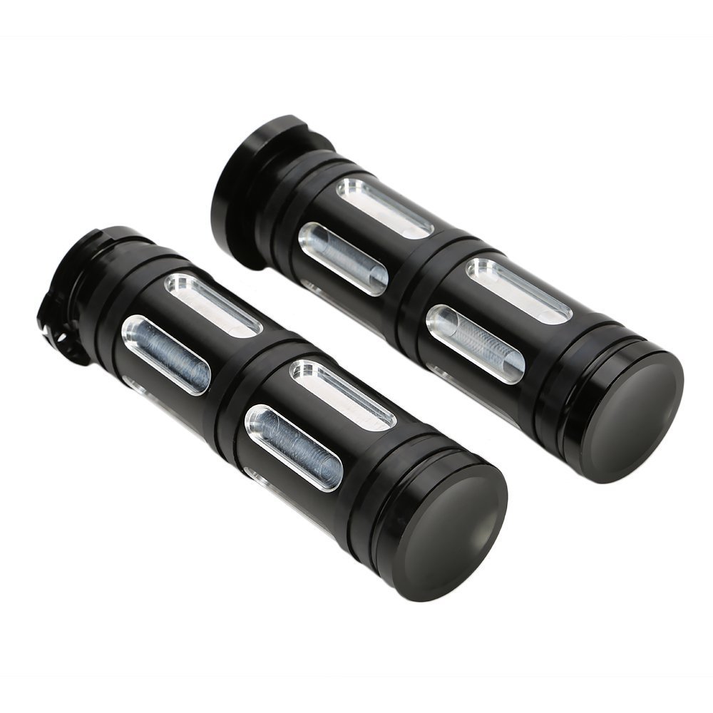 TESWNE Heavy Duty CNC 1" Handlebar Grips for Touring Sportster Dyna Softail V-Rod (Black)