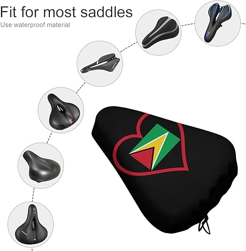 Miniatura 3 de I Love Guyana - Funda para asiento de bicicleta, diseño de corazón rojo, impermeable, protector para sillín para ciclismo al aire libre