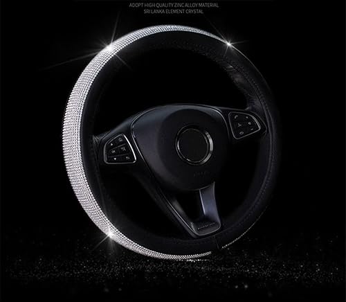 Miniatura 3 de Funda universal para volante de auto de cuero de Coofig con costura a mano, transpirable, antideslizante, 15 pulgadas, M, Blanco