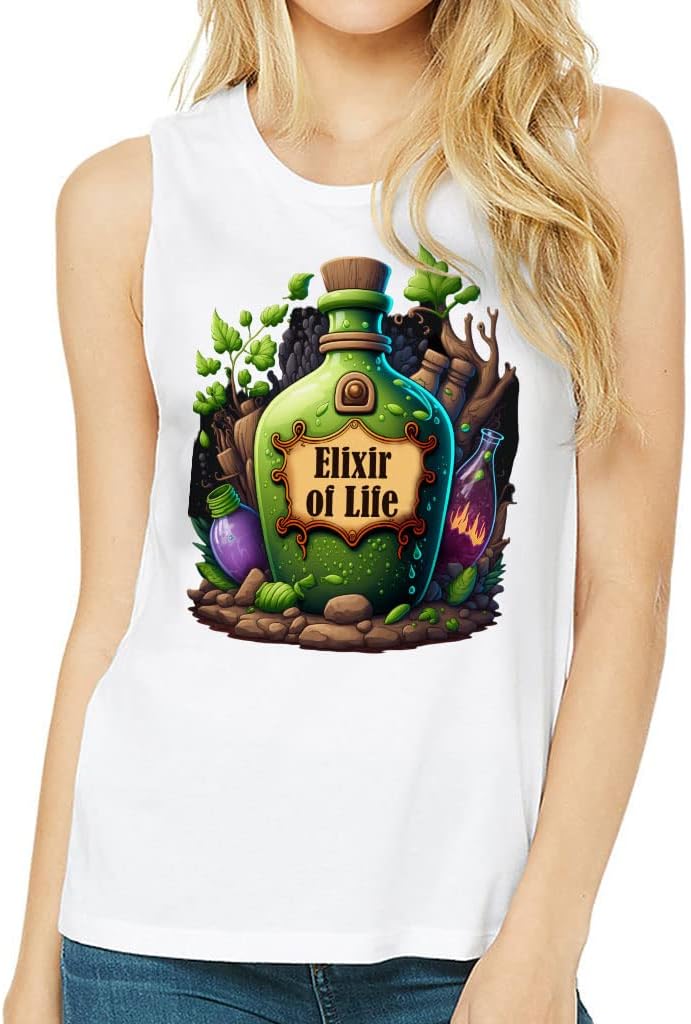 Elixir of Life Print Women's Muscle Tank - Fantasy Tank Top - Beautiful Workout Tank