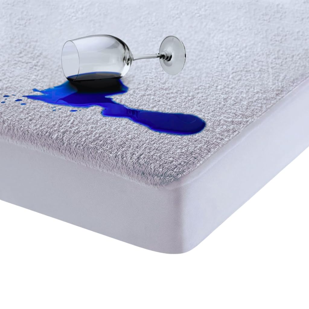 Terry Towel Double Mattress Protector – Waterproof, Breathable & Aloe Vera Treated, Soft...