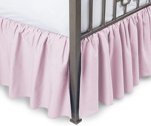 Falda de cama de algodón puro de 600 hilos, 1 pieza de algodón con volantes de tamaño individual con falda de cama de esquina dividida, 15.0 in de