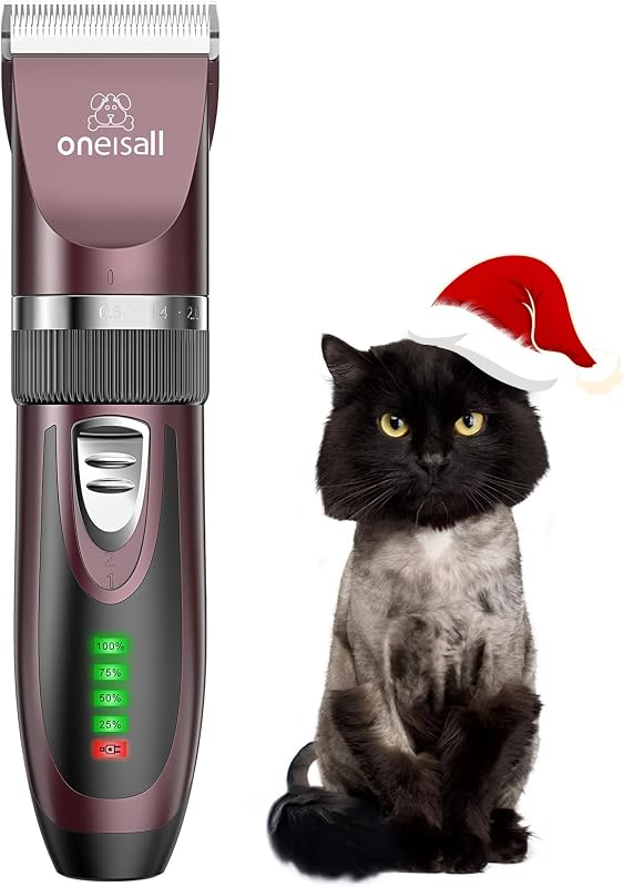 oneisall Macska Nyírógép - Csendes Szőrvágó Hosszú Szőrű Macskáknak, 2 Sebességes, Kerámia-Titán Pengével, LCD Kijelzővel, 50dB (Rózsaszín)