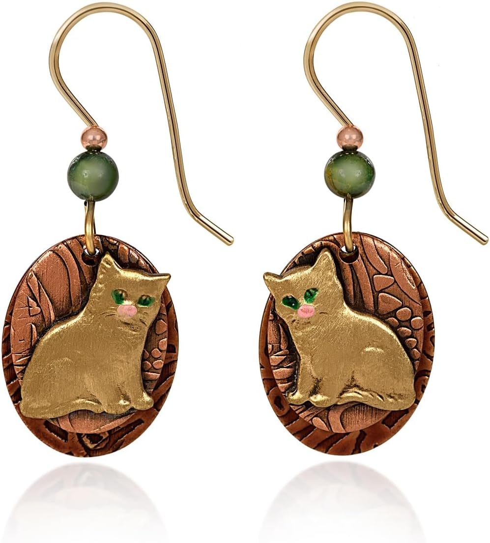 Silver Forest Earrings - Pretty Kitty on Ovals - NE-2008
