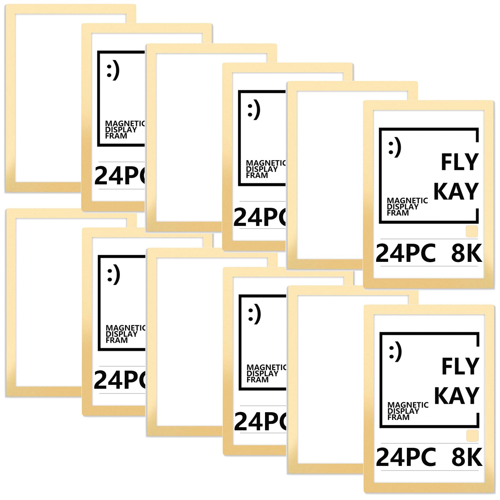 24PCS 8K Magnetic Photo Frames, Self Adhesive Magnetic Picture Diamond Painting Art Display Frame, Waterproof Clear Sign Holders for Notices, Certificate, Poster, Ads, Documents