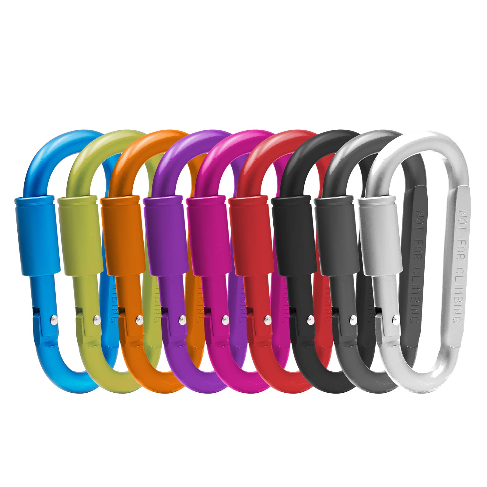 Locking Carabiner, 9-Colors Aluminum D Ring Clip D Shape Super Durable Strong and Light Carabiner Keyring Keychain Clip for Outdoor, Camping, Hiking, Fishing, Backpack, (9 pcs)
