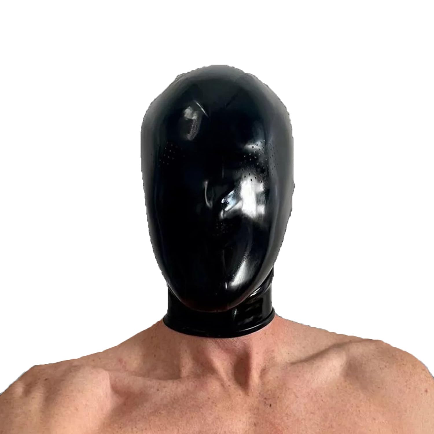 Black Latex Hood Mask,Full Face Rubber Hood Mask for Men Women,Cosplay Costumes Party Club Wear Latex Clothing (M)