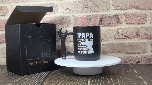 Tasse Humour Pour Papy Bricoleur - "Si Papy Ne Peut Pas Le Réparer, Personne Ne Peut" - Poignée Clé à Molette - 350 Ml