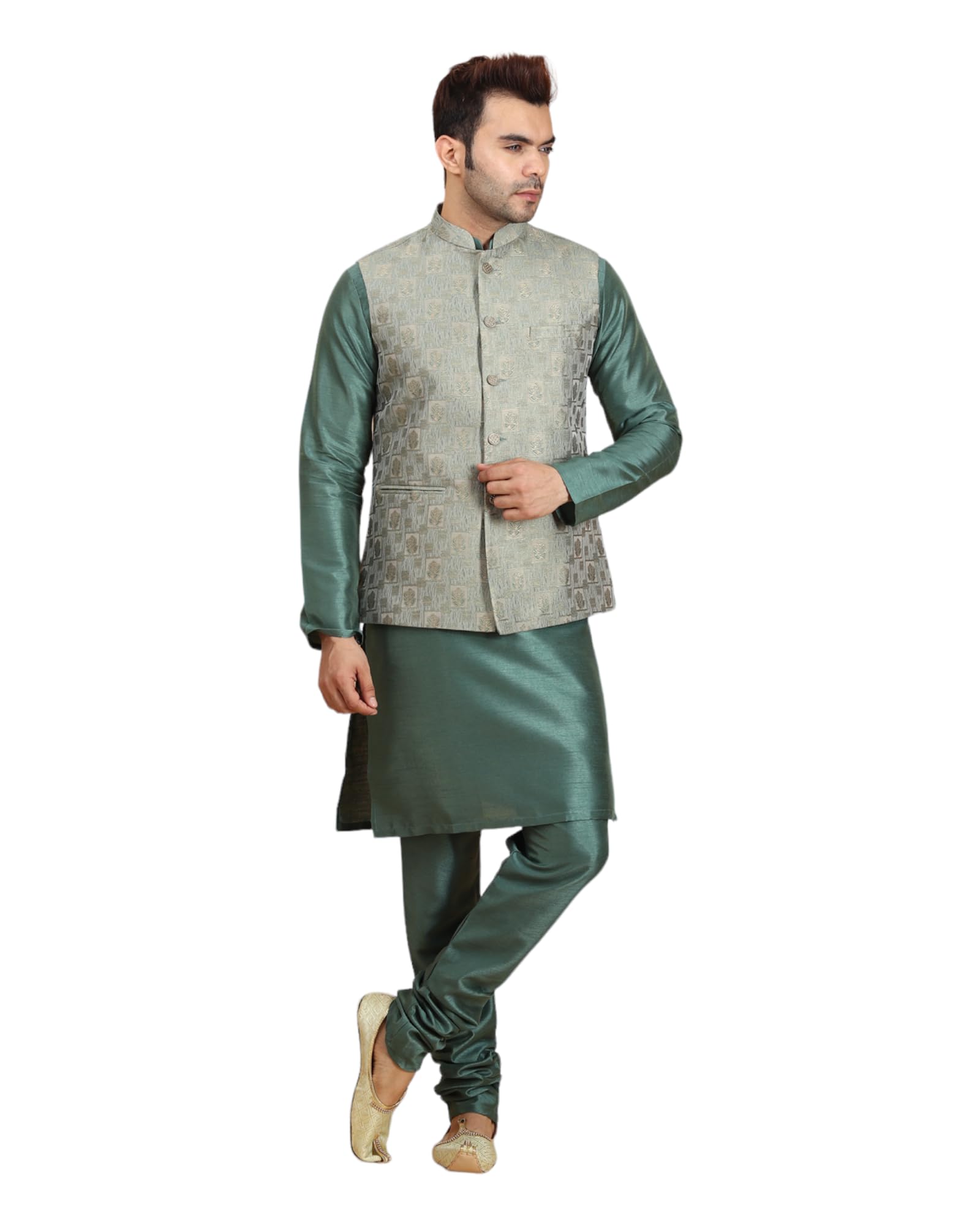 Men Kurta Pyjama Jacket Set