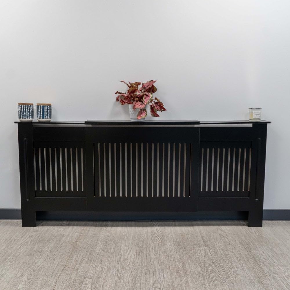 Jack Stonehouse Matt Black Vertical Line Radiator Cover Adjustable