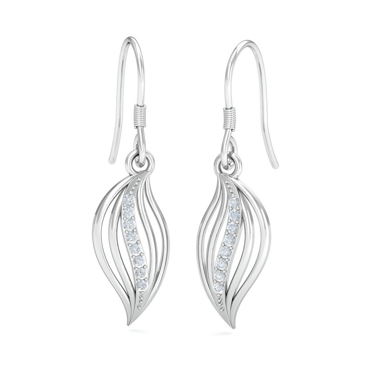 kuberbox 18KT White Gold Diamond Aubrey Layered Hoop Earrings for Women-picture-30