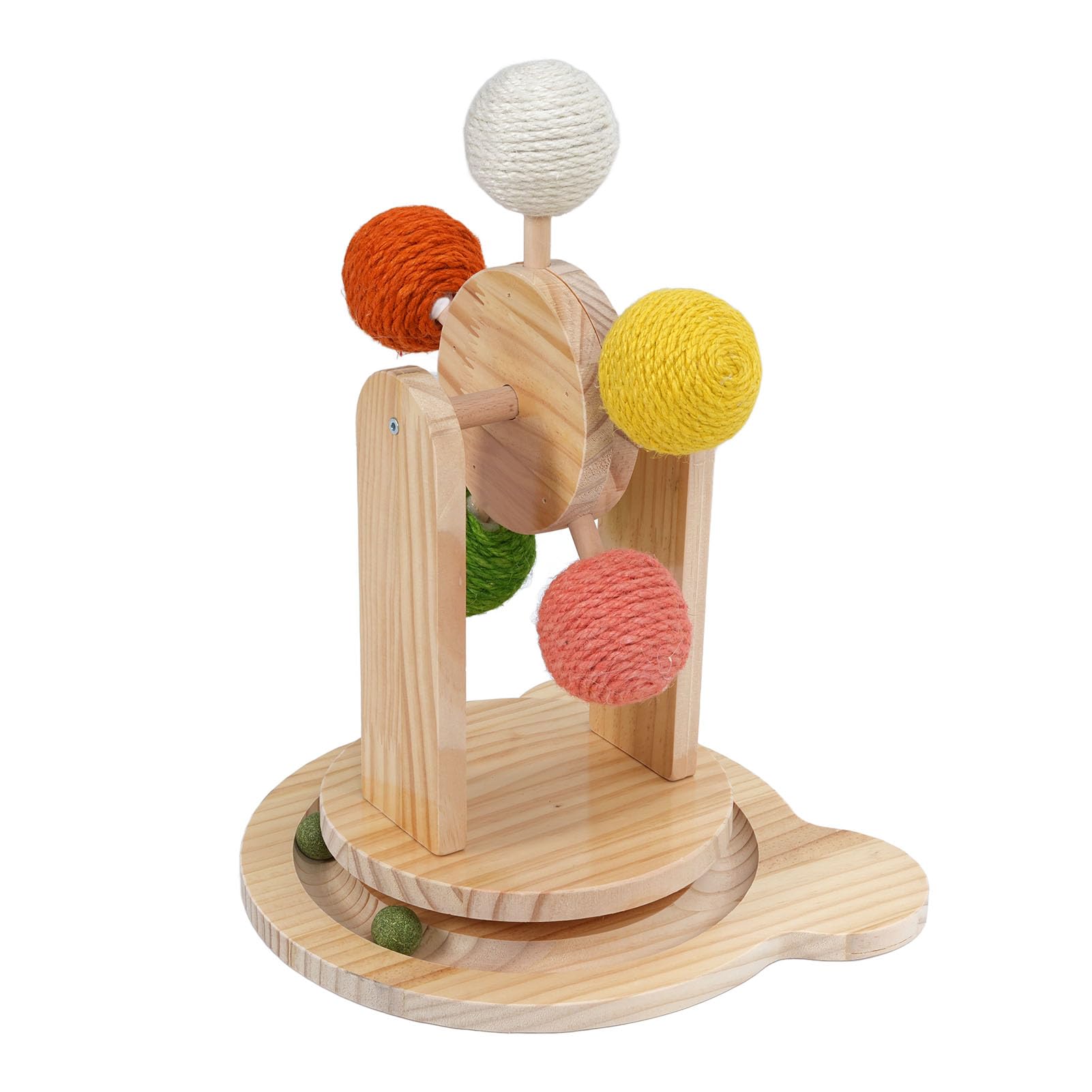 Juguete de bola para gato y rascador de madera para proteger muebles