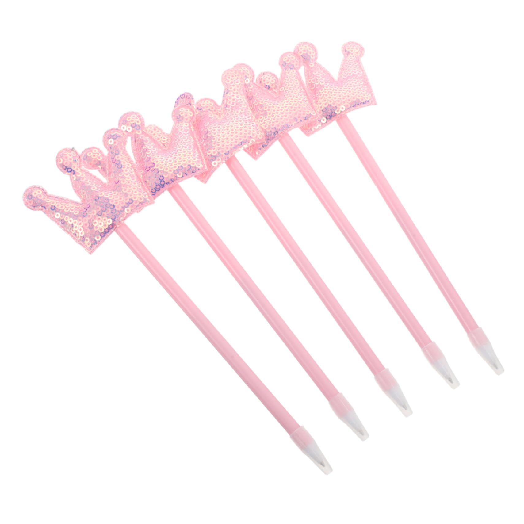 5 Pièces Stylos Bille Créatifs Paillettes Spirale avec Couronne Stylos Portables pour Filles Femmes Étudiants à École ou Cadeaux Anniversaire Roses
