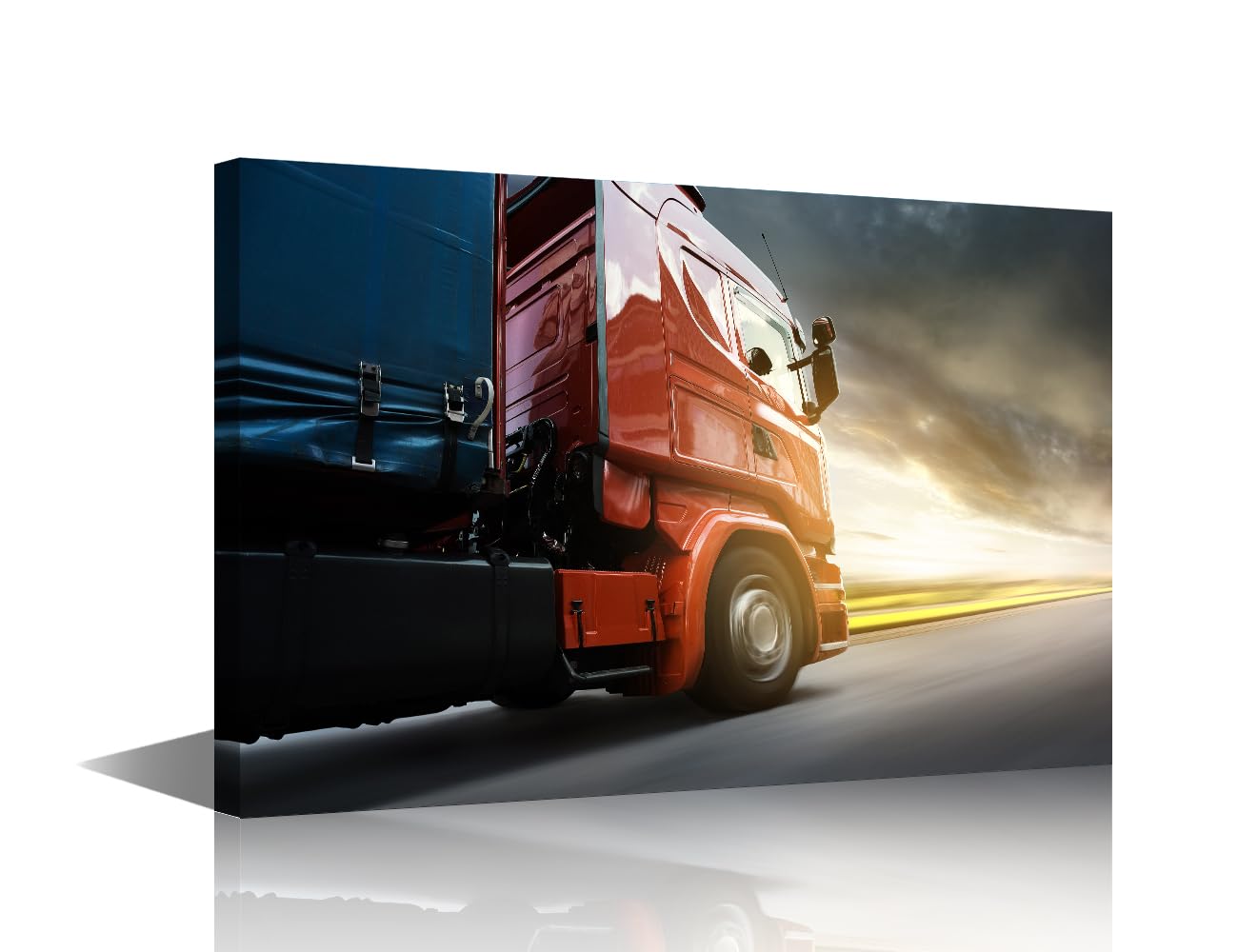 TISHIRON Modern Wall Art for Living Room 1 Panel Truck at Sunset Canvas Prints Art for Home Decoration, Physical Distribution Artwork Gallery-Wrapped Ready to Hang Posters and Prints, 24" Wx16 H โ image 1