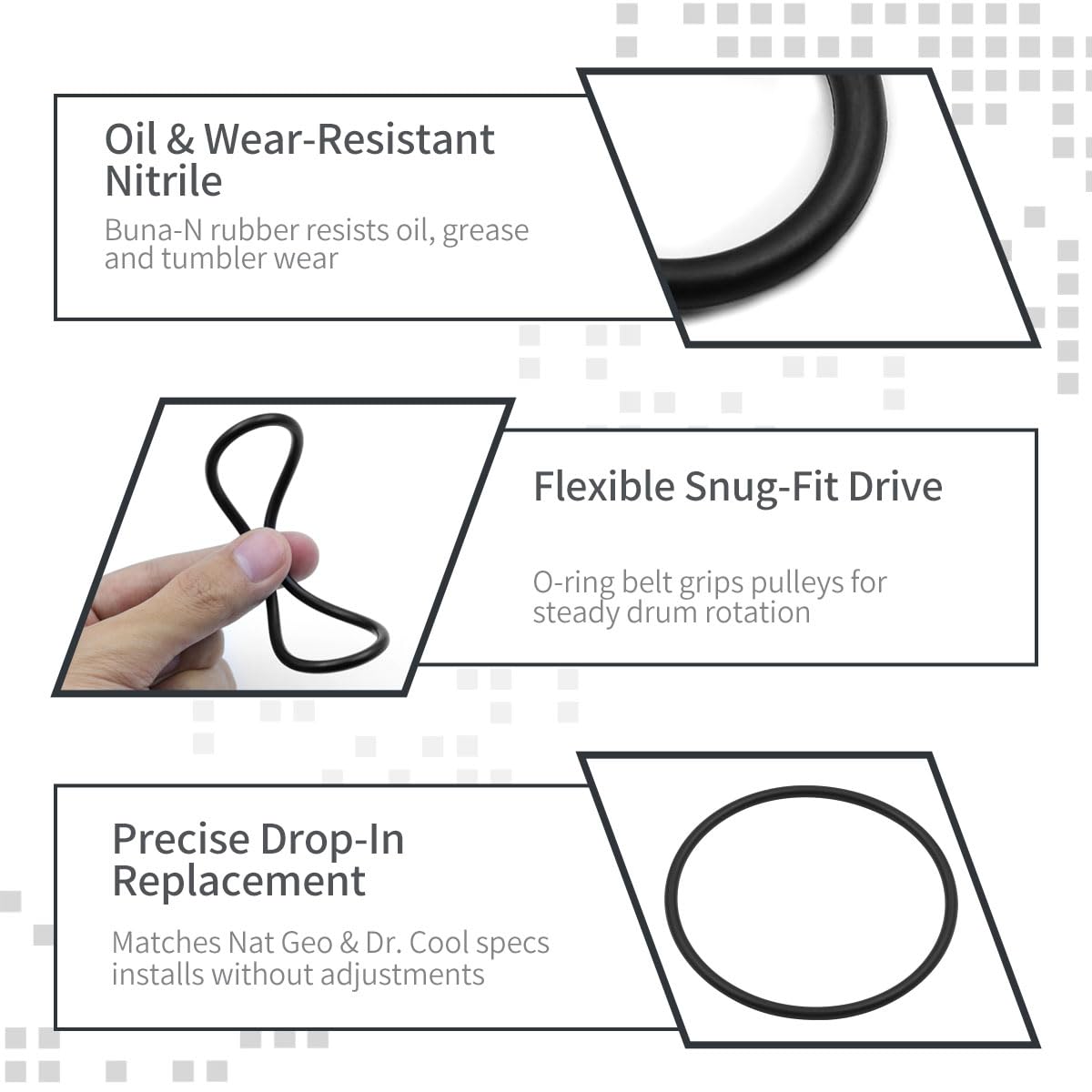 5Pack Rock Tumbler Replacement Drive Belt for National Geographic Dr. Cool