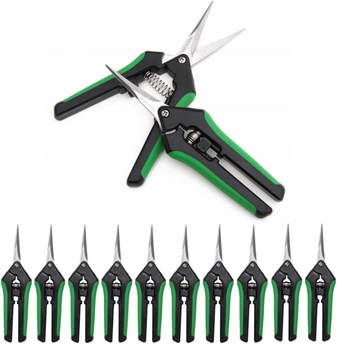 LDK 12 Pack Curved Blades Gardening Hand Pruner Pruning Snip, Garden Trimming Scissors High Cutting Efficiency Flower Snips for Gardening Bulk Backup Set