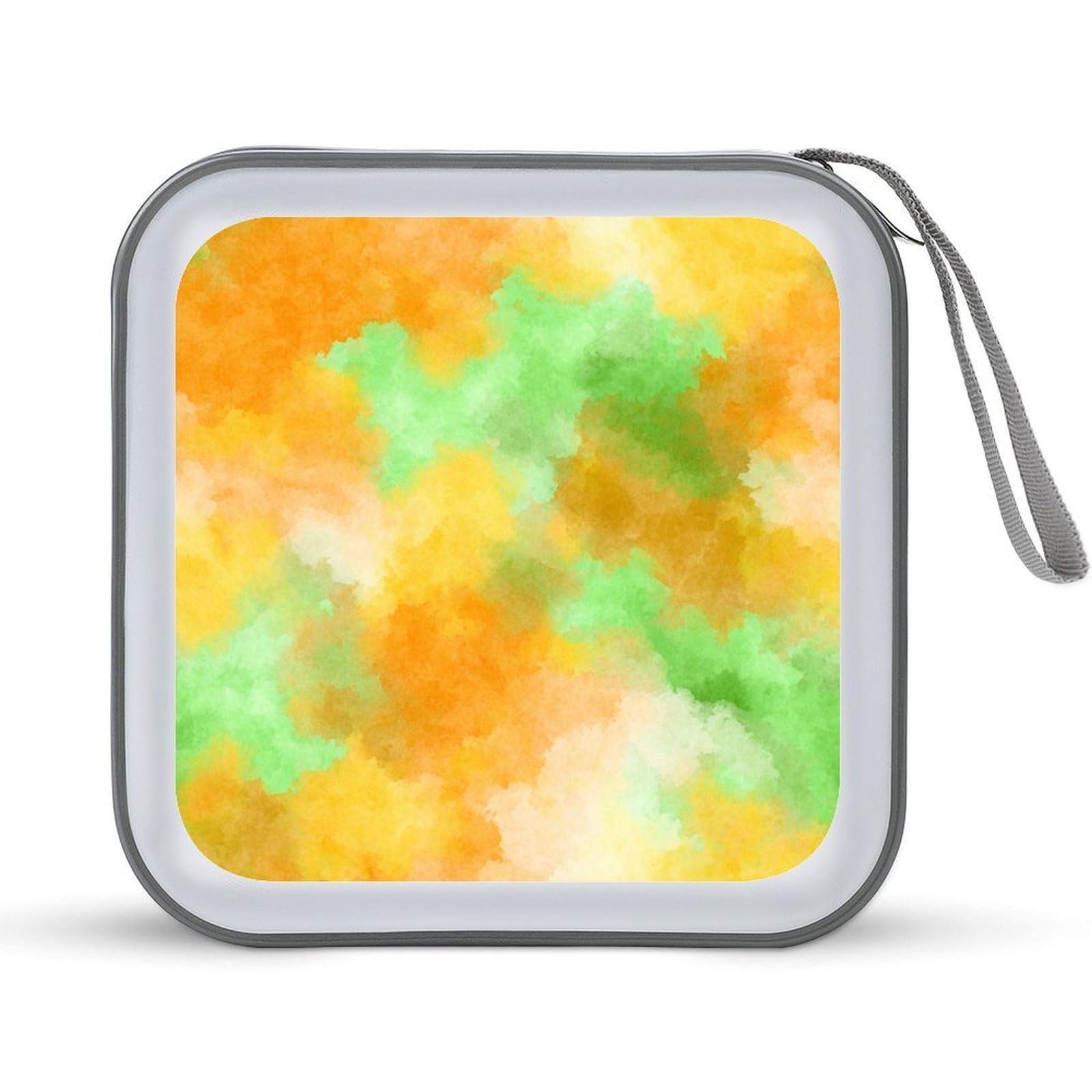 Jubonexis Tie Dye Lime Orange Yellow Cloud CD Case DVD Storage Case Portable for Car Home Travel