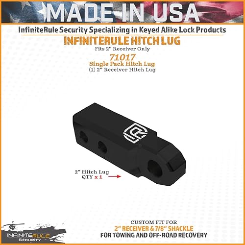 Miniatura 2 de M1 Store Lengüeta de enganche 2.0, lengüeta de bloqueo de enganche de remolque para receptor de 2 pulgadas y anillo en D de 34 pulgadas, mecanizado