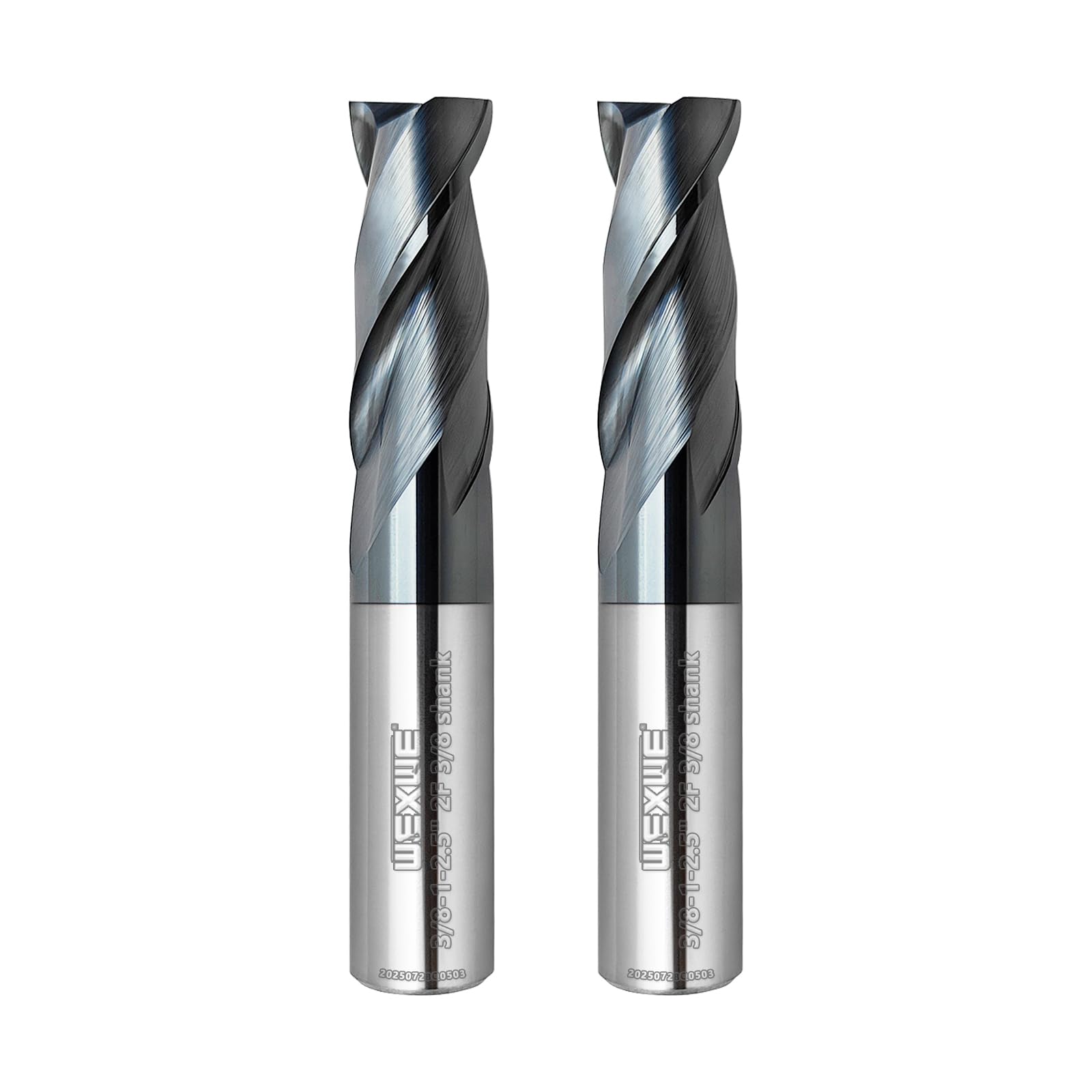Tools zestaw 2 frezów kwadratowych z węglików spiekanych do cięcia stali stopowych, żeliwa, aluminium - fazowana krawędź do frezowania pionowego - pręt 3/8 (0,95 ~