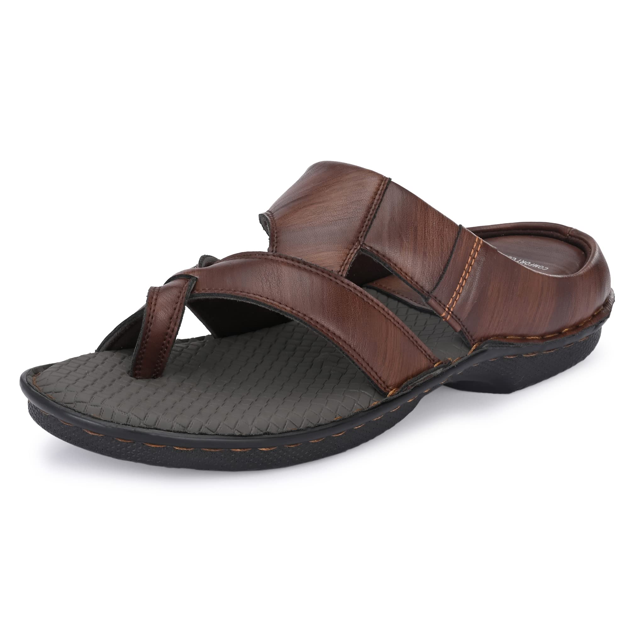 Men's Flip-Flops,Classical Thong Lightweight Quick-dry, Heavy Density for Arch Support Comfort, Hand Stitched Chappal (3662)