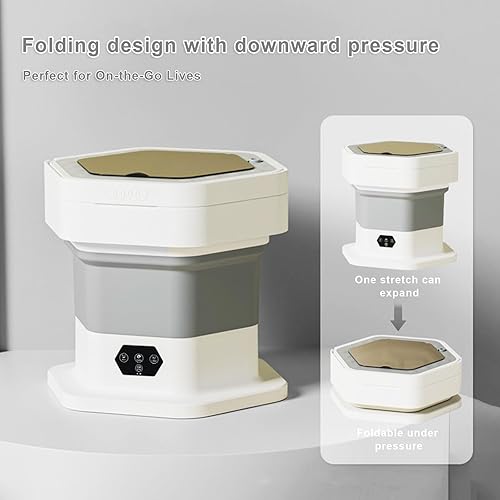 Miniatura 5 de FAMKIT Mini lavadora portátil, lavadora plegable de 8L y secadora giratoria con limpieza profunda de luz azul, mini lavadora y secadora plegable