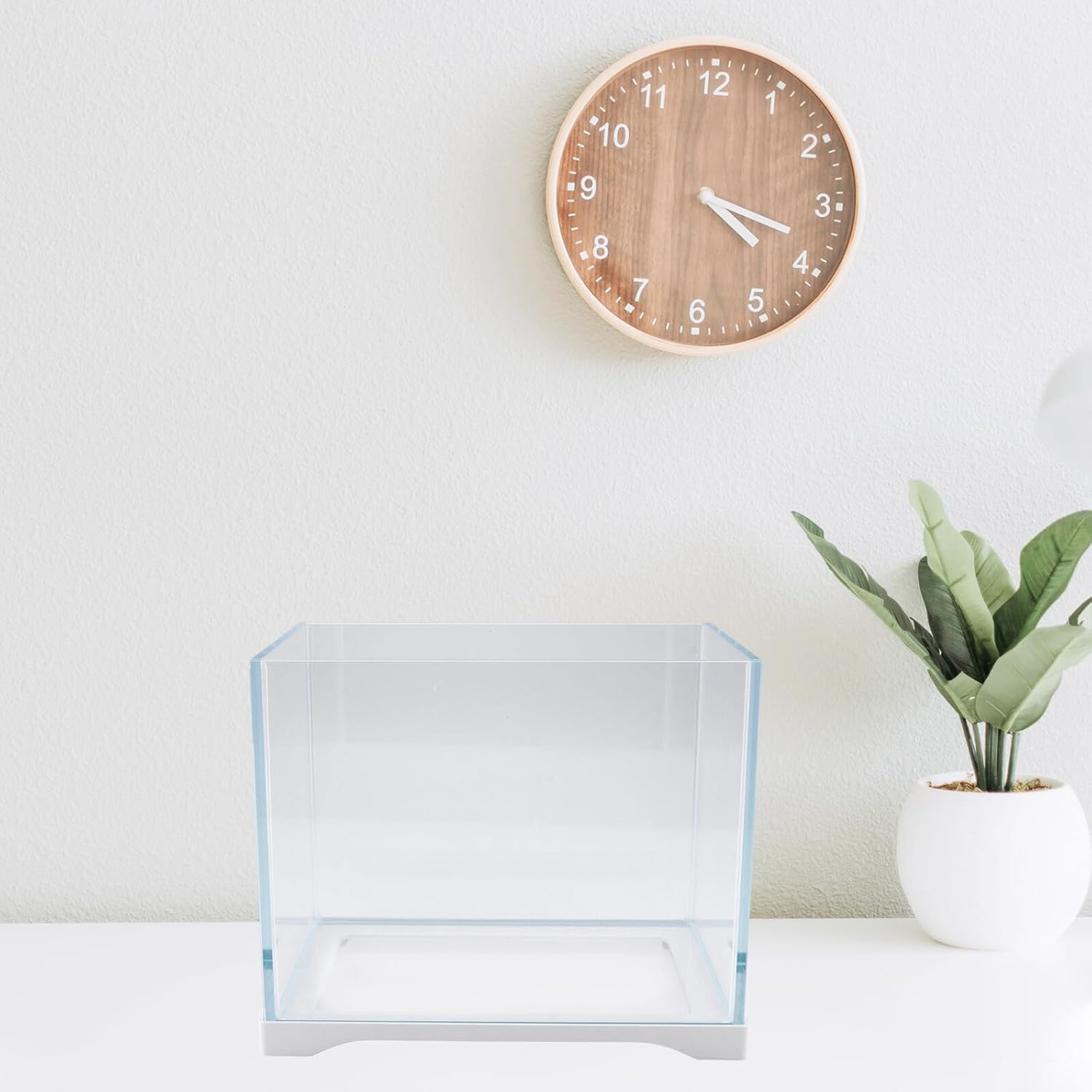 Mikikit Mini Aquarium Fish Tank, High Clarity Glass Terrarium, 23cm Small Cube Ecology Fish Tank for Home Decoration and Desktop Use