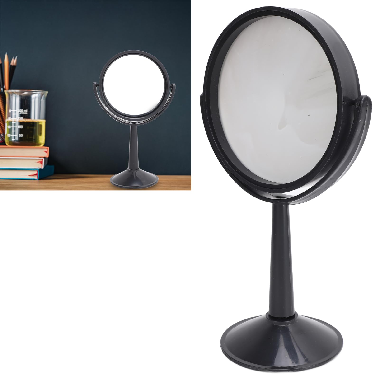 Natudeco 4 Inch Desk Convex Mirror Up Down 360 Degree Rotatable Round Cubicle Security Mirror Adjustables Desk Mirror with Base for Personal Safety Desk