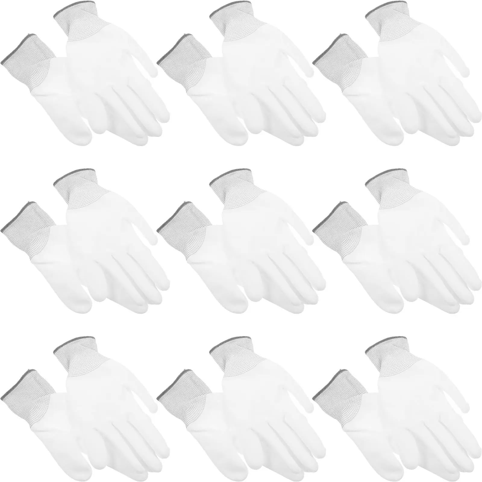 12 Stück antibeschichtete Polyester-Arbeitshandschuhe aus Nylon mit antistatischem Schutz for Mechaniker und Elektriker, dünne Handschuhe