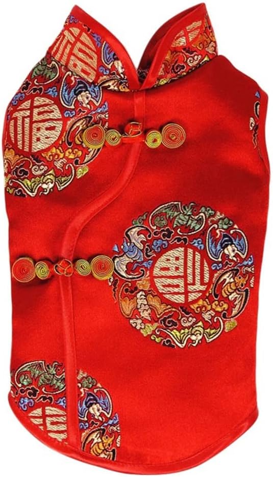Dog Clothes for Dogs Tang Suit Embroidery Winter Dog Coat Jacket Spring Festival Pet Clothing for Costumes (Red XXL Code)