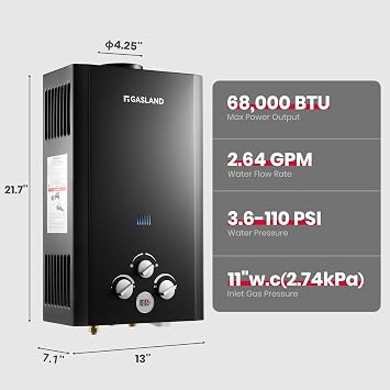GASLAND BE264B Propane Water Heater Outdoor | 2.64 GPM 10L | CSA Certified