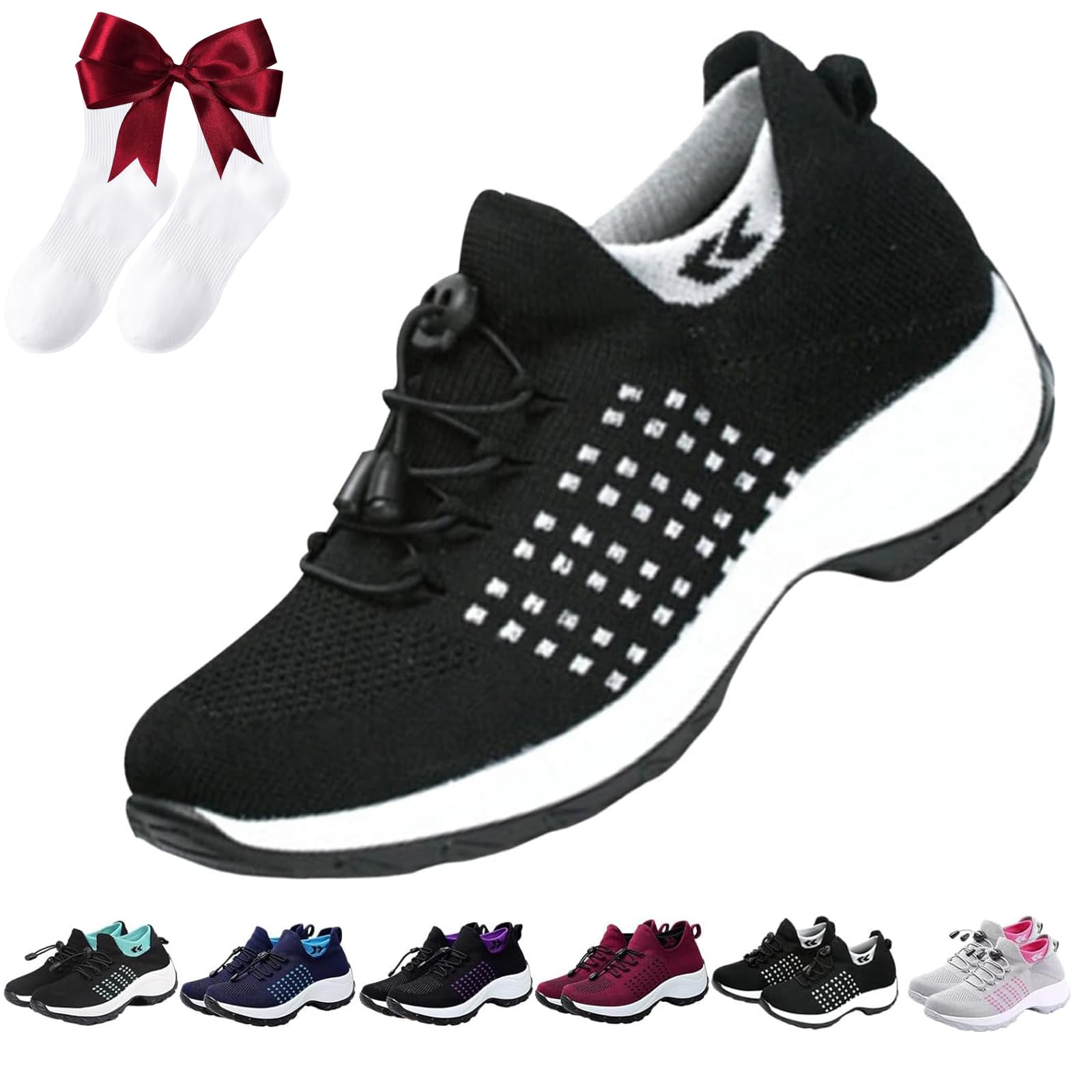 Comfort Wear Orthowear Shoes for Women,Comfortwear Ortho Shoes for Women Plantar Fasciitis,Comfortwear Ortho Stretch Cushion Shoes (Black,7.5)