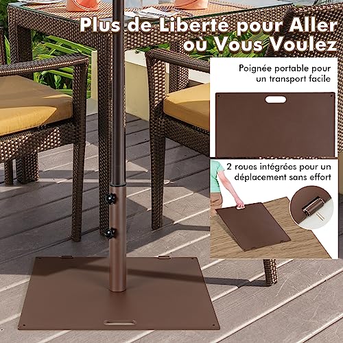 Pied de parasol lourd COSTWAY 22,5 kg marron pour mât de 4 à 5 cm - 6