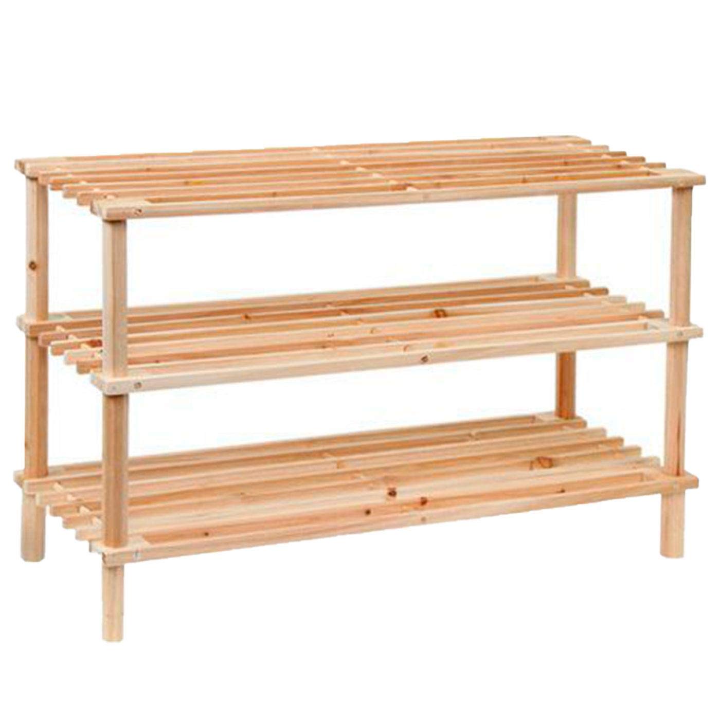 Acan Tradineur - Zapatero de Madera 3 Niveles. Estantería, Mueble Zapatero de Madera 3 Alturas Multiuso, Soporte para Zapatos, recibidor - 63 x 26 x 48,5 cm - Color Natural