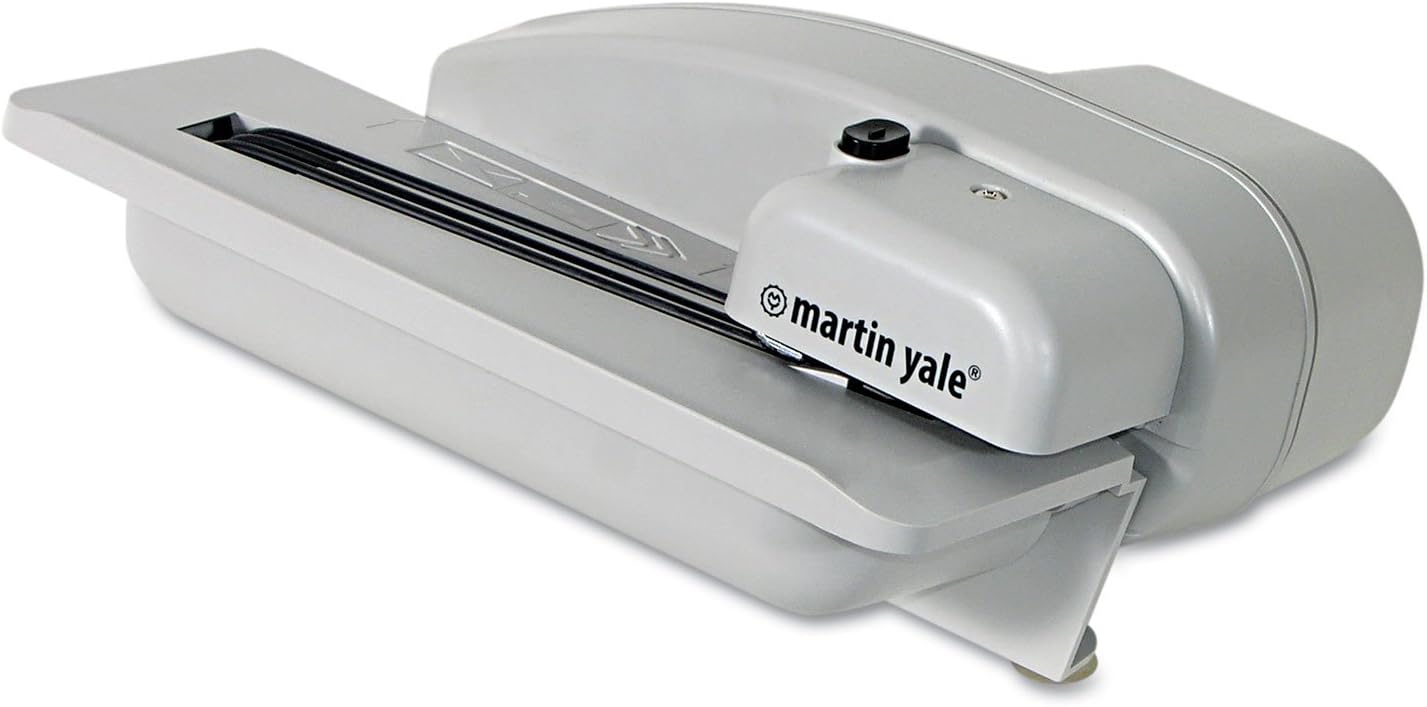 Martin Yale1628 Desktop Letter Opener with Concealed Blade, Gray, 8"x10-1/2"x4-3/4" Dimensions; Electric Operating Mode; 3000 Envelopes Per Hour; 1" Stack Capacity