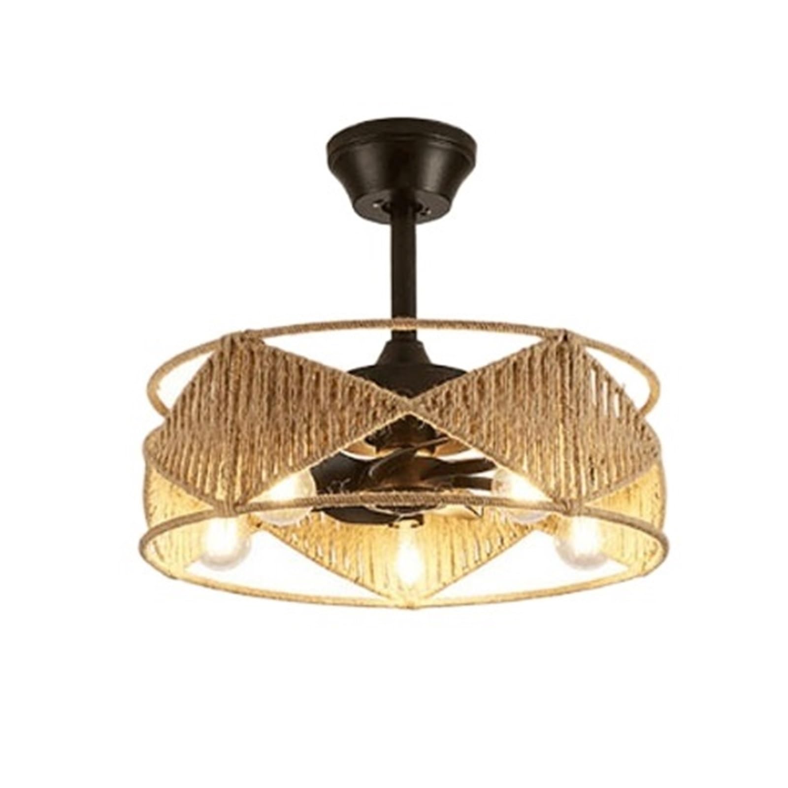 TRDEWR Chandeliers Lights Led Ceiling Fan Pendant Lamp Art American Iron Industrial Wind Hemp Rope Restaurant Bedroom Hall Coffee Shop Good Light and Shadow Effects(Model 3)