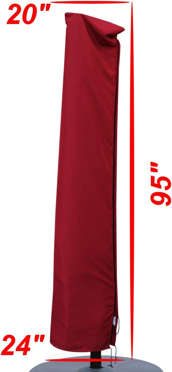 Roma Umbrella Cover Protective Patio Winter Hanging Outdoor Furniture Protector-Burgundy
