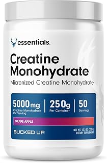 Bucked Up Grape Apple Creatine for Women and Men - Easy to Mix Vegetarian - Flavored Creatine Monohydrate Powder - Made in USA - 5G Per Serving - 50 Servings - 250 Grams Per Container