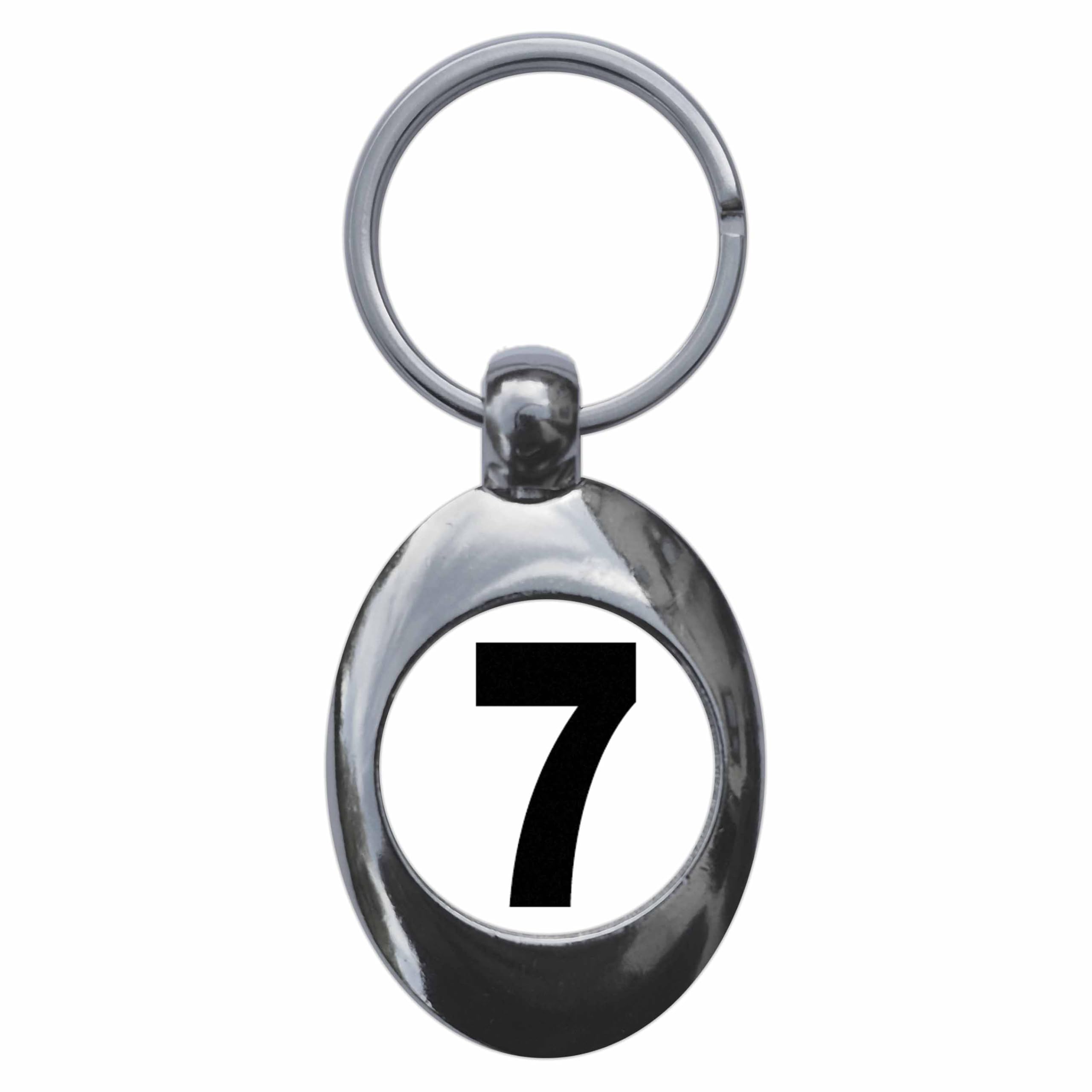 Ozorath Plain Number 7 Seven Keyring Keychain Key Ring Chain With Trolley Coin