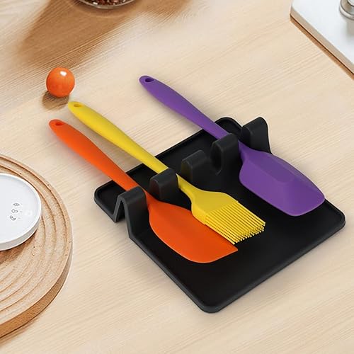 Miniatura 3 de Soporte para utensilios de silicona, sin BPA, duradero con almohadilla de goteo, resistente al calor para la parte superior de la estufa, para