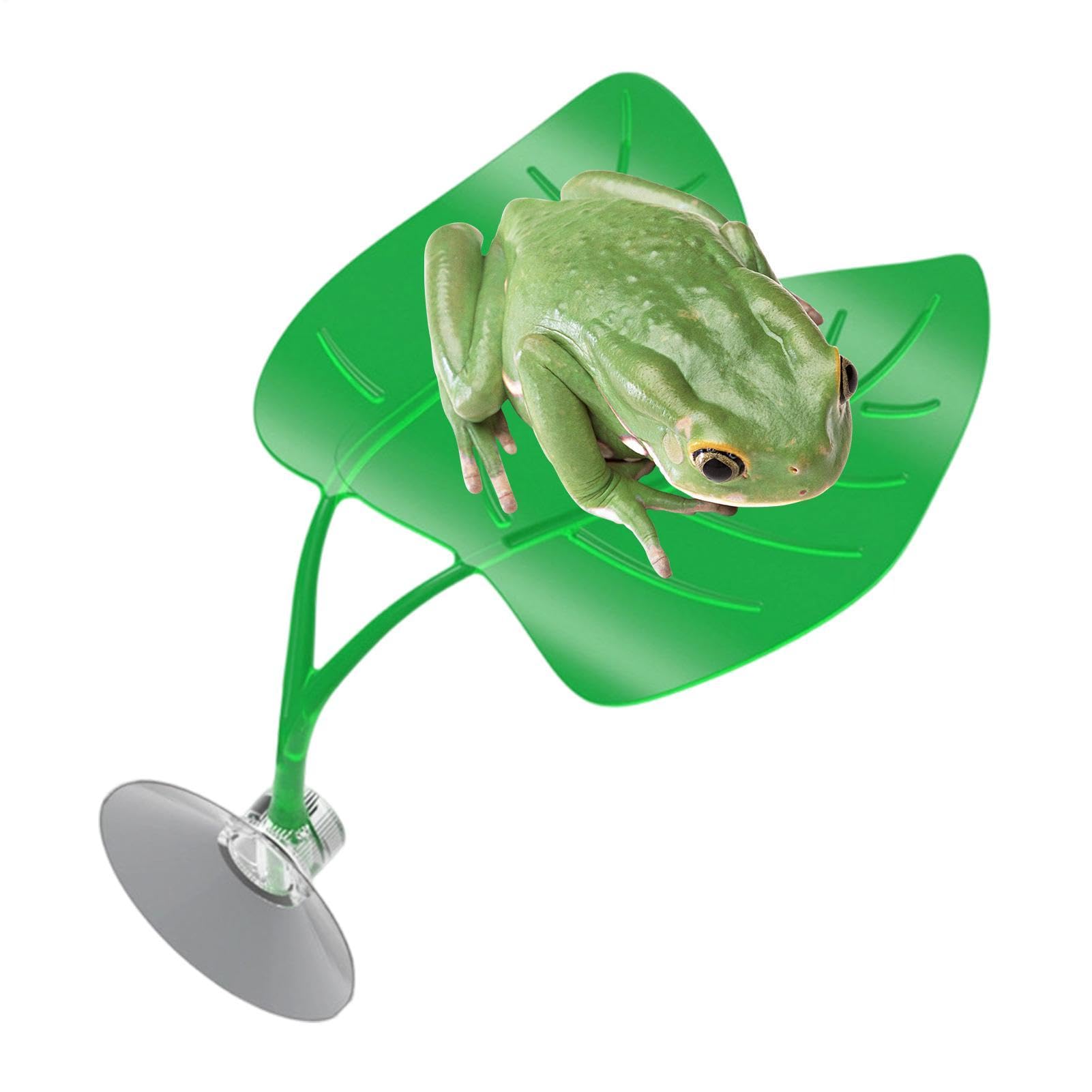 Reptile Basking Ledge, Leaf Shaped Sleeping for Chameleon with Suction Cup Frame, Polymer Hardware Material with Climbing Function, Habitat Supply, 60g Lightweight Frog Resting Dock
