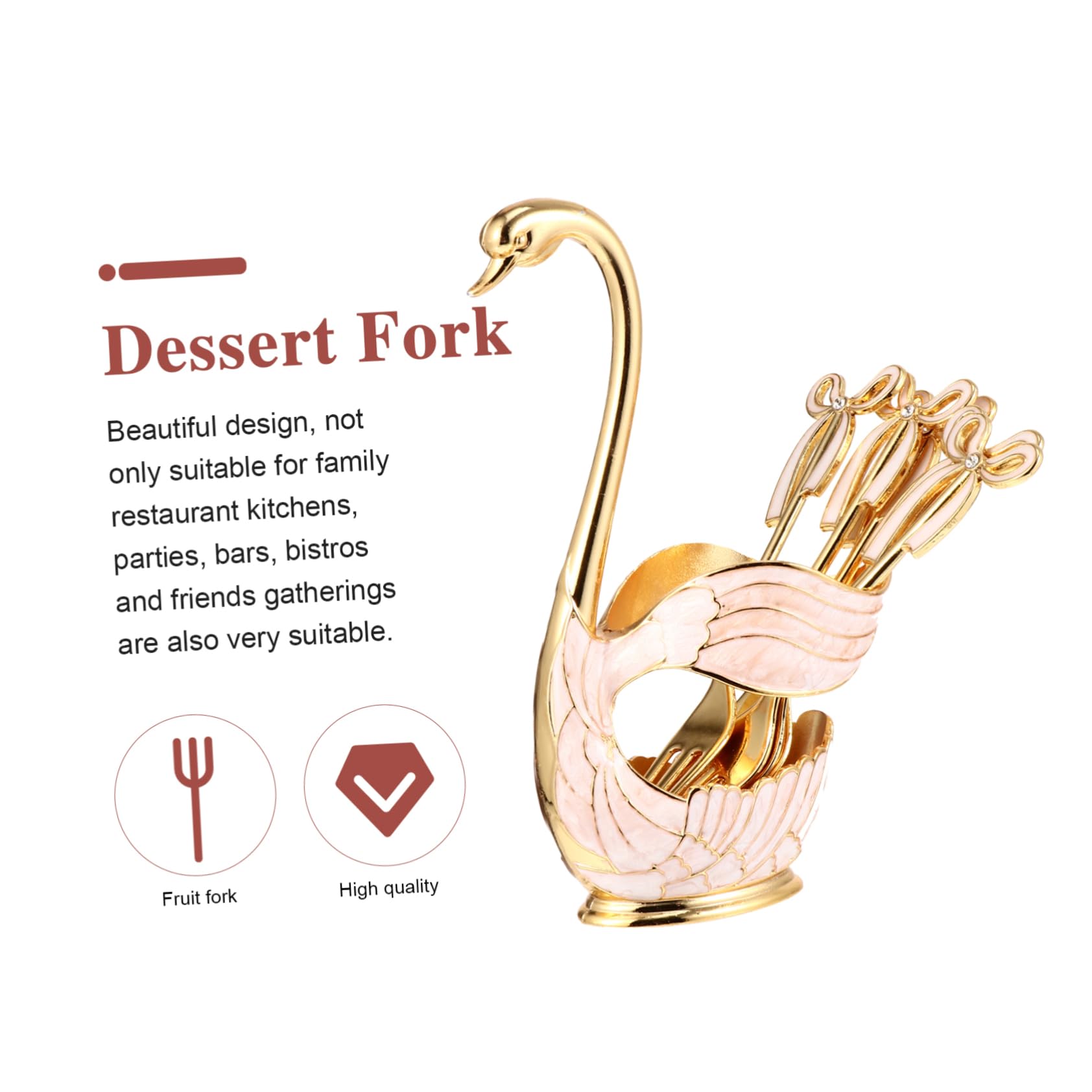 STOBAZA 1Set Dessert Fork Swan Fruit Forks Tableware for Snacks Appetizers Desserts Elegant Kitchen Decor present for Parties Special Occasions