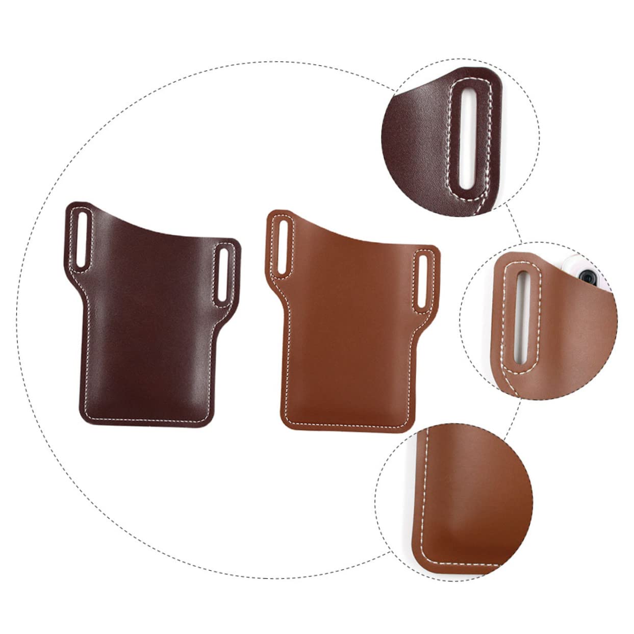Lurrose Sacoche Téléphone Ceinture en Cuir PU 2pcs Pochette Multifonctionnelle Protection Anti-Chute pour Téléphone Portable Randonnée et Shopping Couleur Aléatoire
