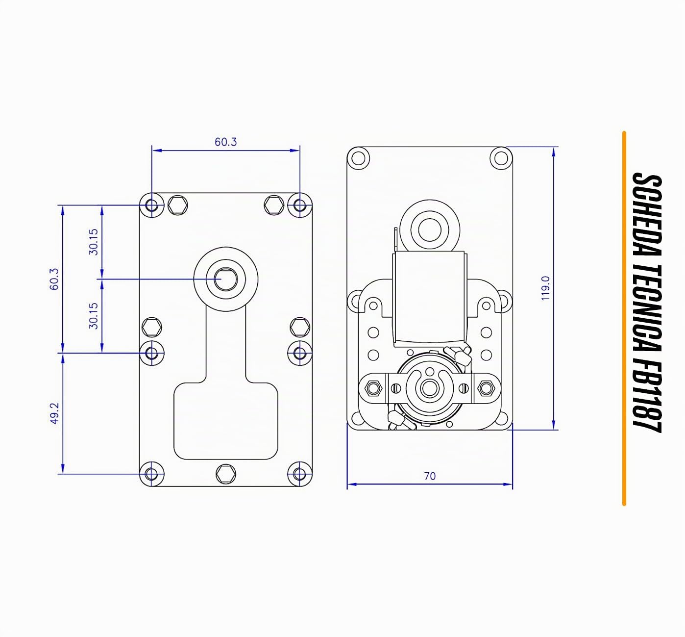 eRicambi, Motoriduttore FB1187 FB1193 per Stufe a Pellet serie T3, Velocità 2rpm, Pacco Lamellare 25mm, Ø Albero 8,5mm, Senso di Rotazione Oraria, Spianatura Singola