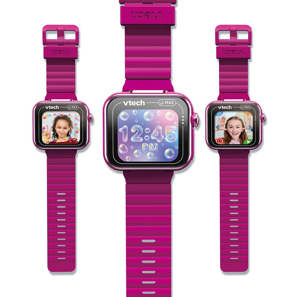 VTech - KidiZoom SmartWatch Max Rose Framboise, Montre Digitale Enfant, Photo, Selfie, Vidéo, Écran Tactile Horizontal, Jouet High-Tech, Cadeau Enfant et Ado de 5 Ans à 14 Ans - Contenu en Français
