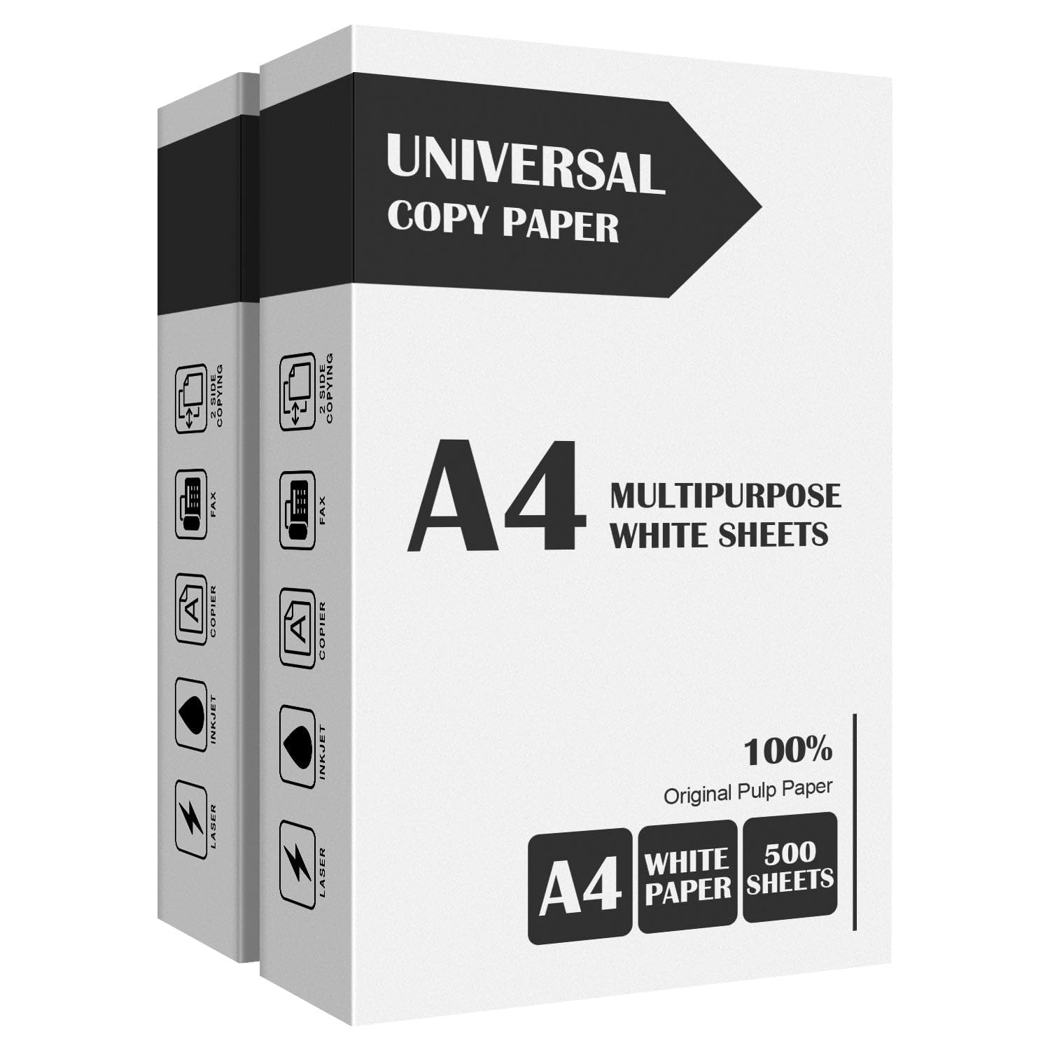 A4 Copy Paper, Multi-Purpose Copy Printer Paper, 1000 Sheets Count, Printer Copiers Paper, Compatible with Laser, Inkjet, Fax Paper, Perfect for Home & Office Use 2 Reams White